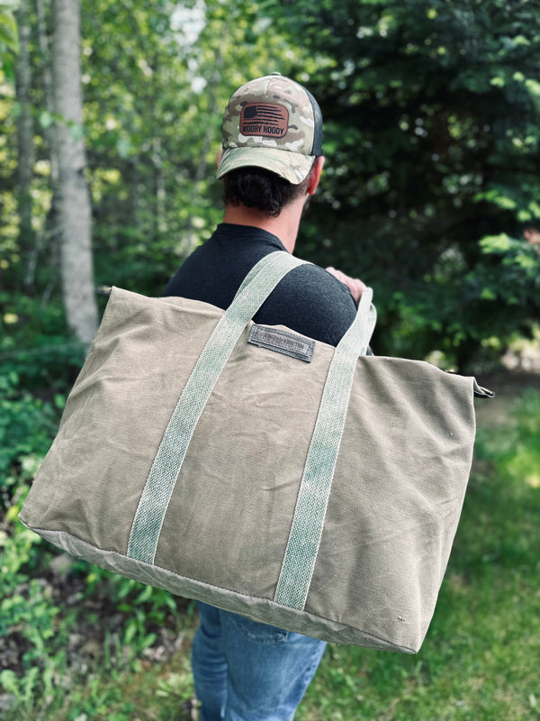 Custom Canvas Travel Bag made from US Army Tents WoobyHoody