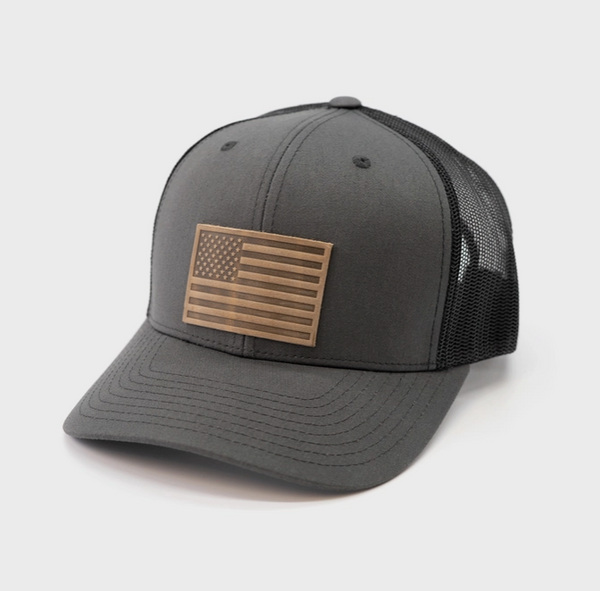 American Flag Leather Patch Snapback Hats